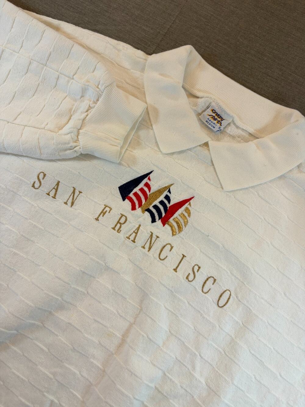 Vintage Crazy Shirts San Francisco White Medium Longsleeve Pullover Sailboat